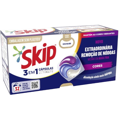 DETERGENTE ROUPA SKIP 3 EM 1 ULTIMATE COLORS 32CAPS