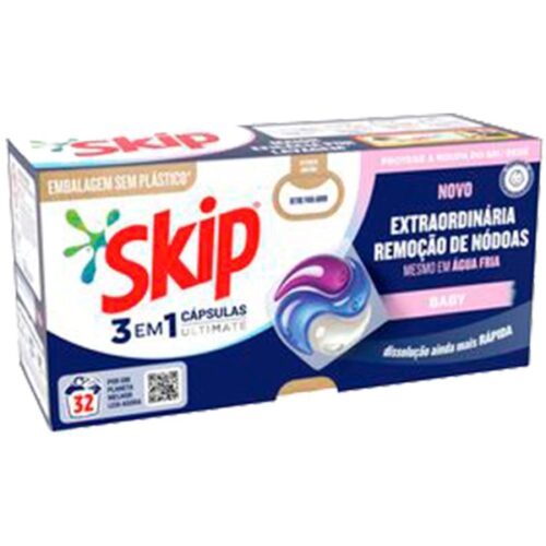 DETERGENTE ROUPA SKIP 3 EM 1 ULTIMATE  BABY 32CAPS