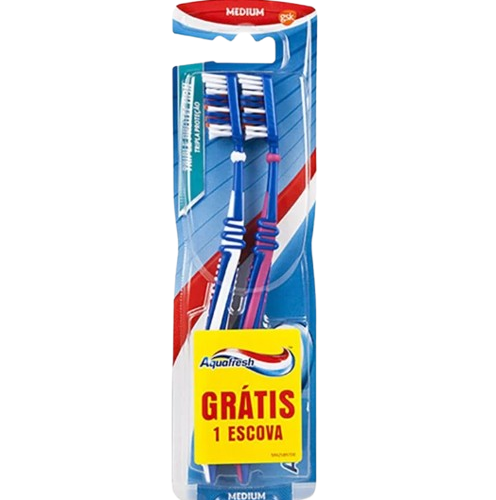 ESCOVA DENTES TRIPLA PROTEÇÃO MÉDIA AQUAFRESH 1+1
