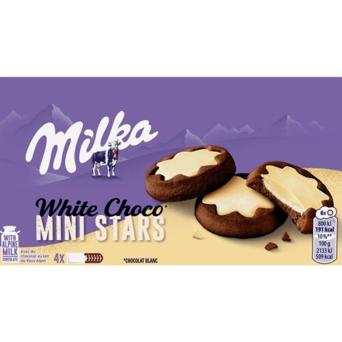 BOLACHA WHITE CHOCO MINI STARS MILKA 150G