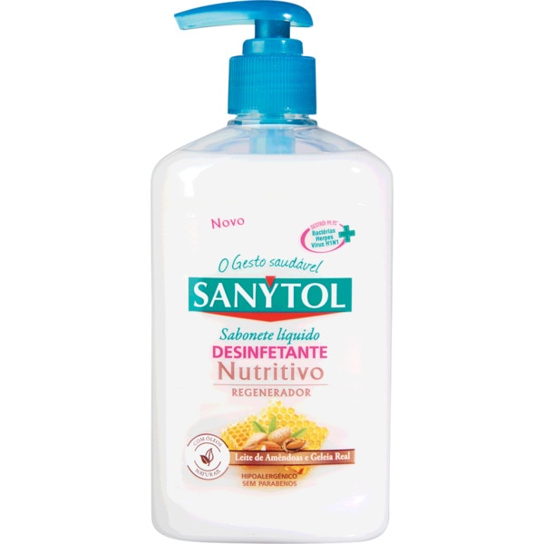 SABONETE LÍQUIDO DESINFETANTE NUTRITIVO SANYTOL 250ML