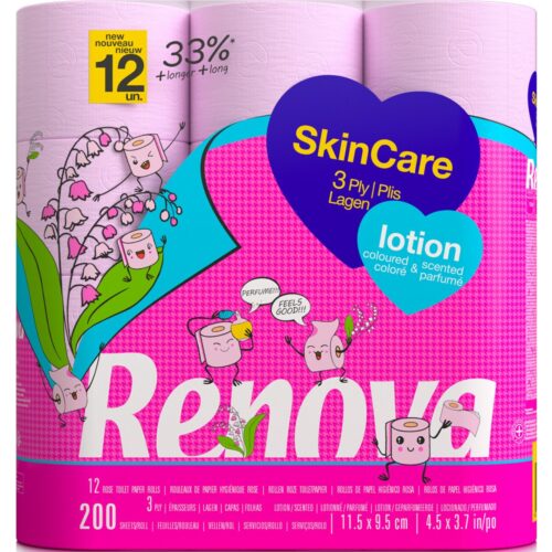 PAPEL HIGIÉNICO SKIN CARE LOTION RENOVA 12 ROLOS 3 FOLHAS