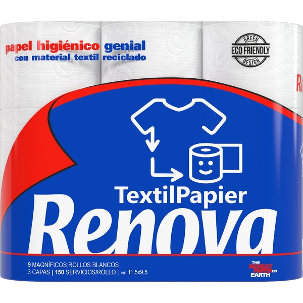 PAPEL HIGIÉNICO TEXTILPAPIER RENOVA 9 ROLOS