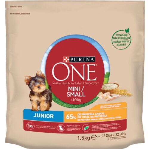 ALIMENTO CÃO FRANGO/ARROZ MINI JUNIOR PURINA ONE 1,5KG