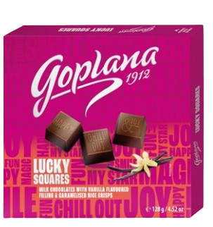 BOMBOM LUCKY BAUNILHA CARAMELO GOPLANA 128GR