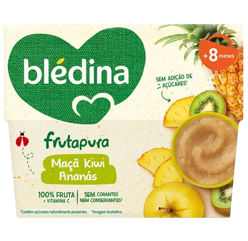 FRUTA MAÇÃ KIWI E ANANÁS BLÉDINA 4X95GR