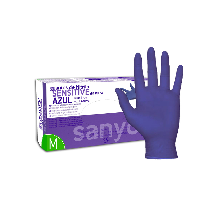 LUVAS NITRILO SENSITIVE AZUL M SANYC 100U