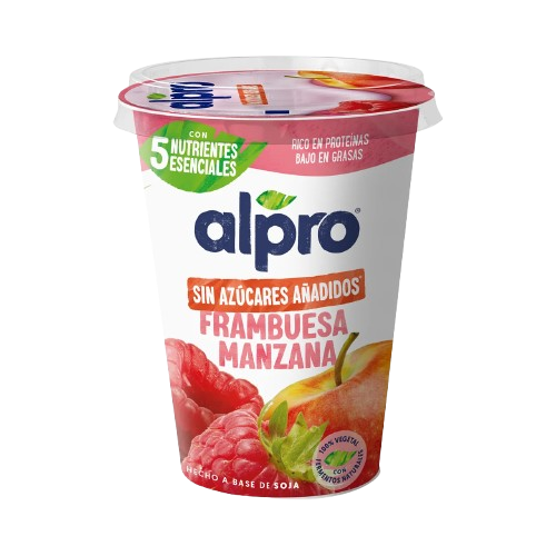 IOGURTE SOJA FRAMBOESA MAÇÃ SEM AÇÚCAR ALPRO 400GR