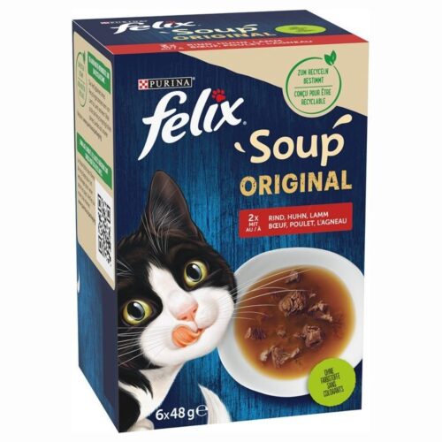 ALIMENTO HÚMIDO GATO SOUP SELEÇÃO CARNE FELIX 6X48GR