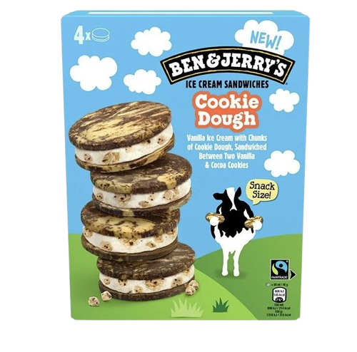 GELADO BEN & JERRY'S COOKIE DOUGH SANDWICH 4UN