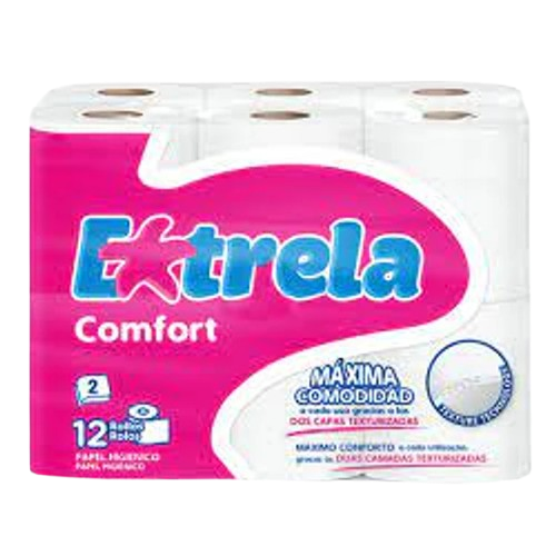 PAPEL HIGIÉNICO COMFORT MAXIMUM ESTRELA 12 ROLOS 2 FOLHAS