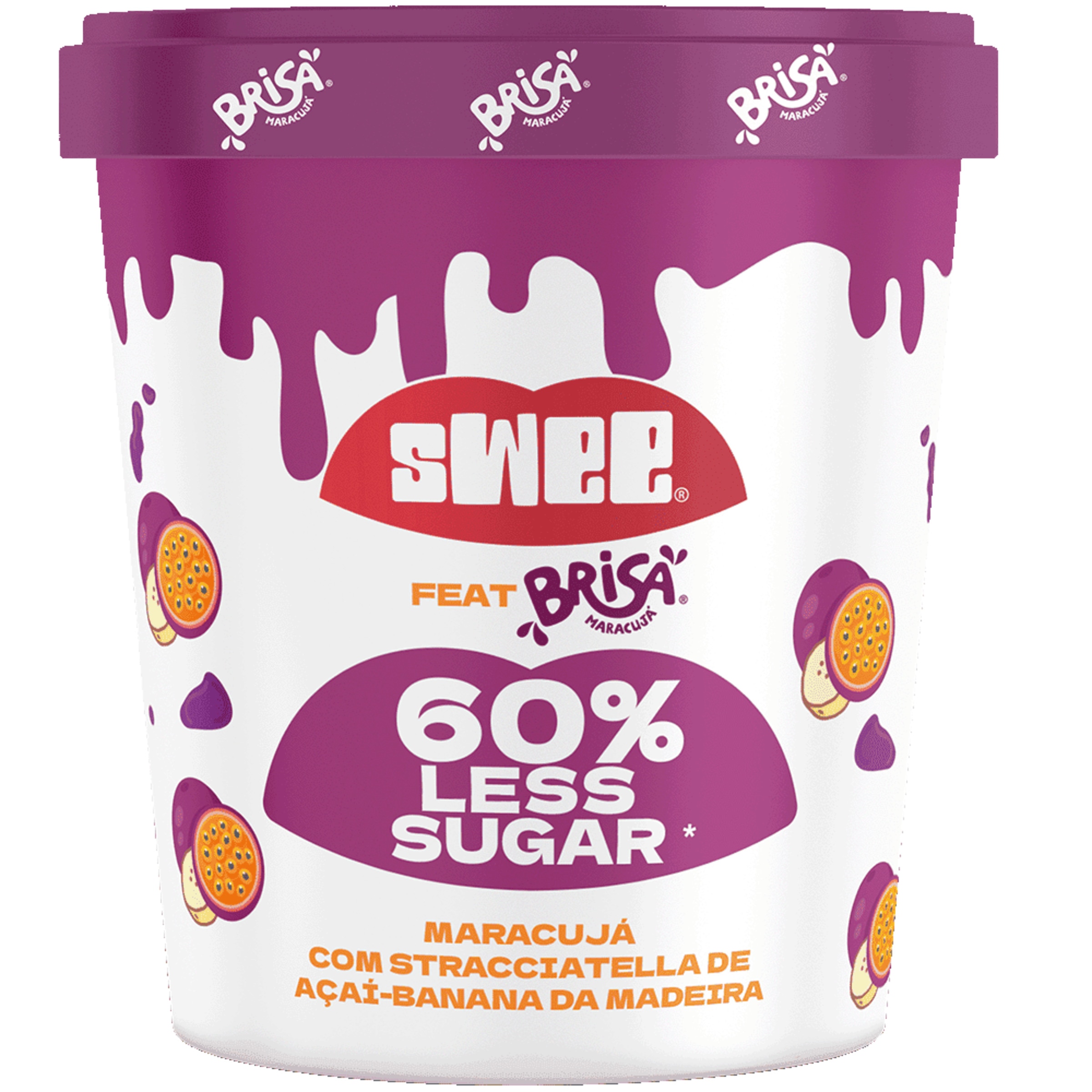 GELADO VEGETAL MARACUJÁ STRACCIATELLA DE AÇAÍ BANANA DA MADEIRA SWEE 450ML