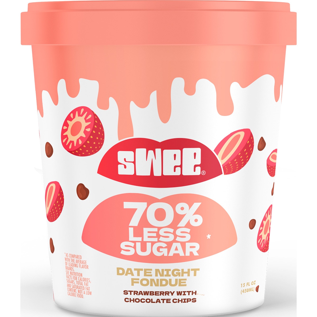 GELADO VEGETAL DATE NIGHT FONDUE STRAWBERRY WITH CHOCOLATE CHIPS SWEE 450ML